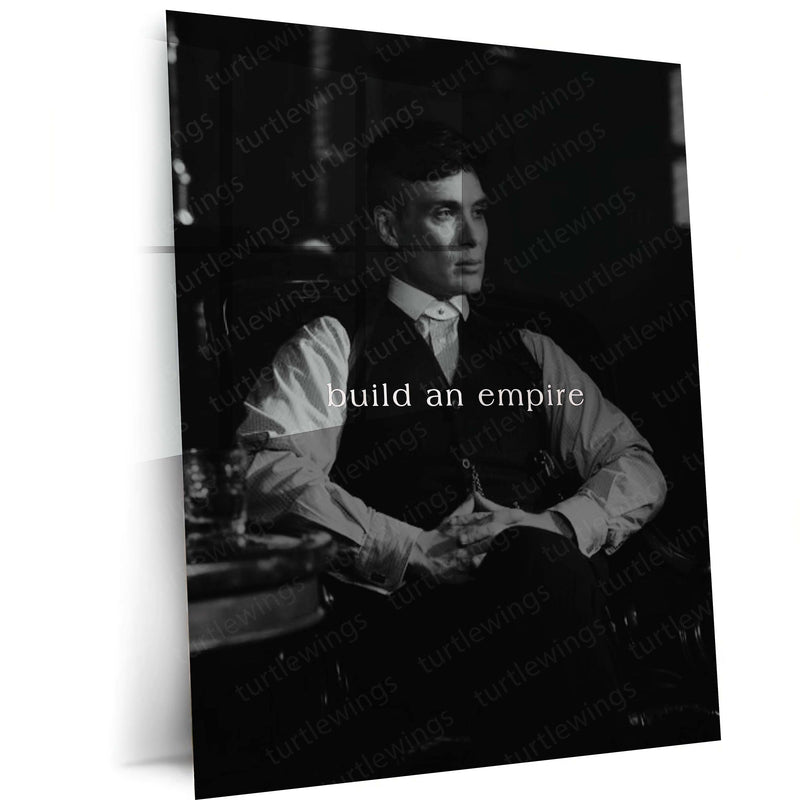 Quote Metal Poster | Build an Empire Motivational Metal Poster | Black & White Ambition Aesthetic Wall Art | Premium Metal