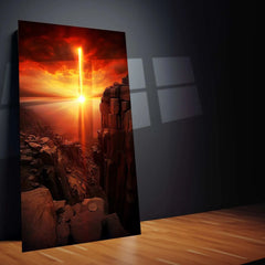 Sun Nature Art Metal Poster | Vibrant Sunset & Sunrise Wall Decor | Abstract Landscape Print - TURTLEWINGS 
