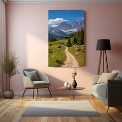 Cabin in a Mountain Valley Metal Poster | Scenic Nature Landscape Wall Art | Rustic Home Decor - TURTLEWINGS 
