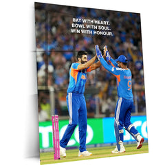 Cricket Metal Frame | Jasprit Bumrah & Sanju Samson – Bat With Heart, Bowl With Soul, Win With Honour | ICC Men's T20 World Cup 2026 Metal Frame