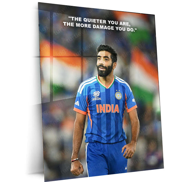 Cricket Metal Frame | Jasprit Bumrah – The Quieter You Are, The More Damage You Do | ICC Men's T20 World Cup 2026 Metal Frame