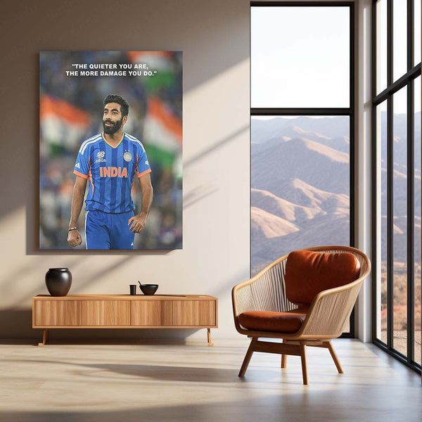 Cricket Metal Frame | Jasprit Bumrah – The Quieter You Are, The More Damage You Do | ICC Men's T20 World Cup 2026 Metal Frame