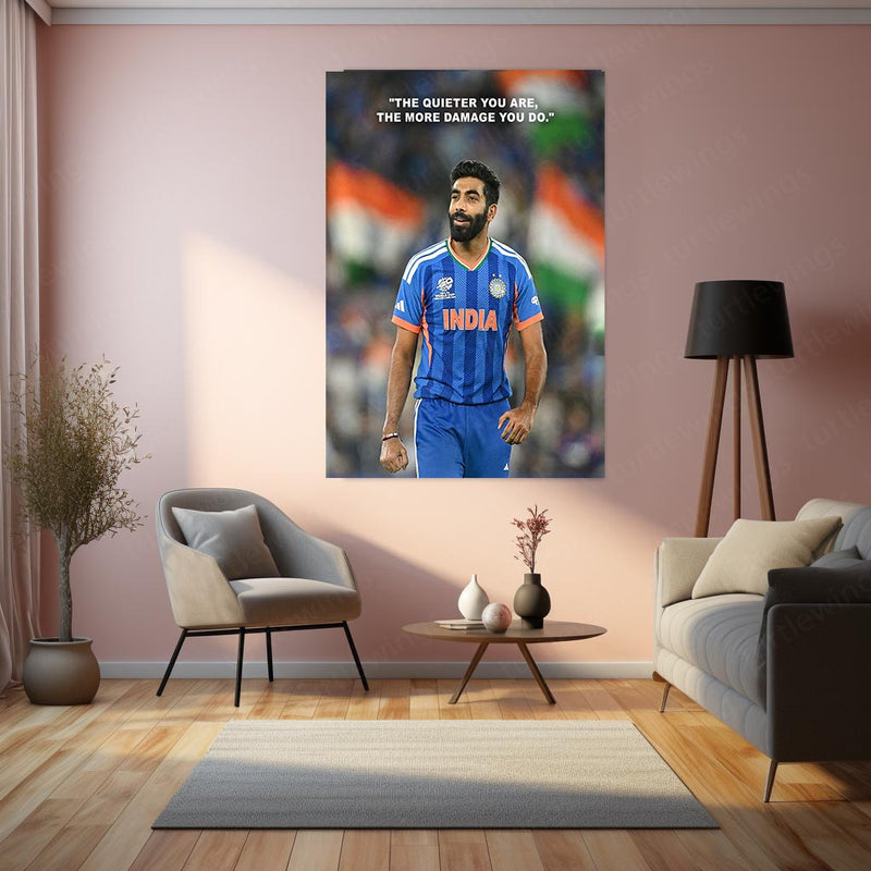 Cricket Metal Frame | Jasprit Bumrah – The Quieter You Are, The More Damage You Do | ICC Men's T20 World Cup 2026 Metal Frame