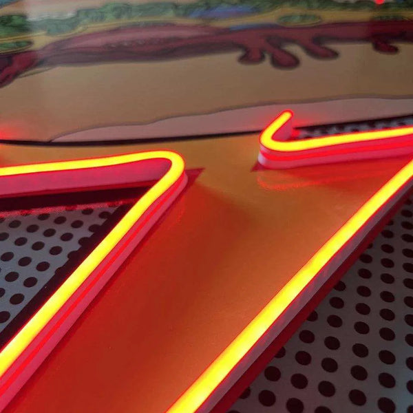 Burger Neon LED Metal Poster â Retro Diner & Foodie Wall Art - TURTLEWINGS 