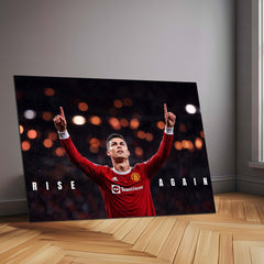 Cristiano Ronaldo – Rise Again Metal Poster CR7 Comeback Mentality Wall Art | Football Resilience Motivation Metal Frame