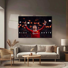 Cristiano Ronaldo – Rise Again Metal Poster CR7 Comeback Mentality Wall Art | Football Resilience Motivation Metal Frame