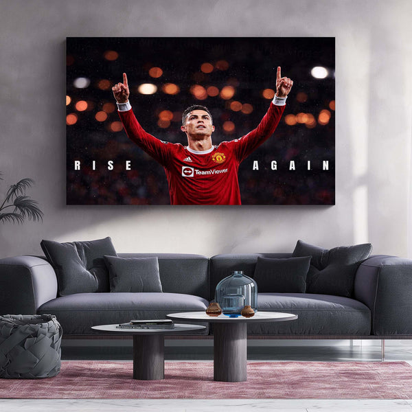 Cristiano Ronaldo – Rise Again Metal Poster CR7 Comeback Mentality Wall Art | Football Resilience Motivation Metal Frame
