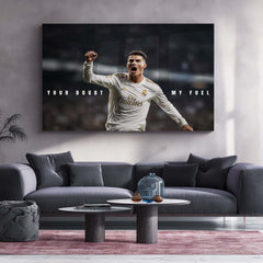 Cristiano Ronaldo – Your Doubt Is My Fuel Metal Poster CR7 Motivation Wall Art | Football Legend Inspirational Metal Frame