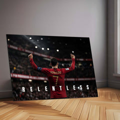 Cristiano Ronaldo – Relentless Metal Poster CR7 Champion Mindset Wall Art | Football Motivation Metal Frame