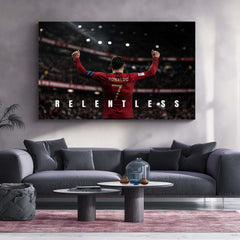Cristiano Ronaldo – Relentless Metal Poster CR7 Champion Mindset Wall Art | Football Motivation Metal Frame