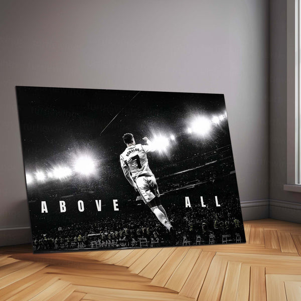 Cristiano Ronaldo – Above All Metal Poster CR7 Legacy Wall Art | Football Greatness Motivation Metal Frame