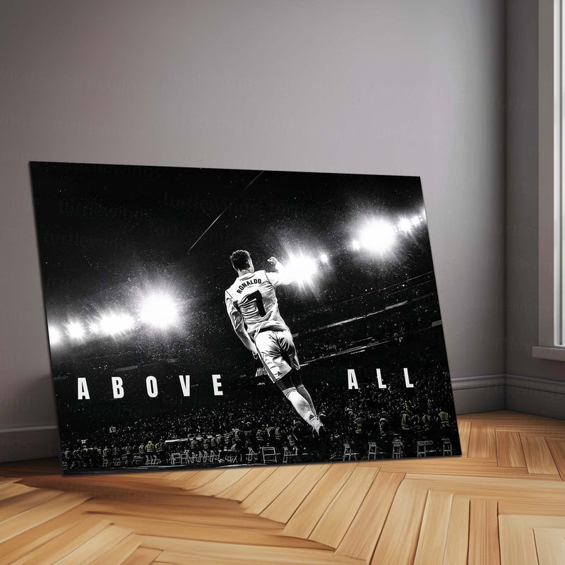 Cristiano Ronaldo – Above All Metal Poster CR7 Legacy Wall Art | Football Greatness Motivation Metal Frame