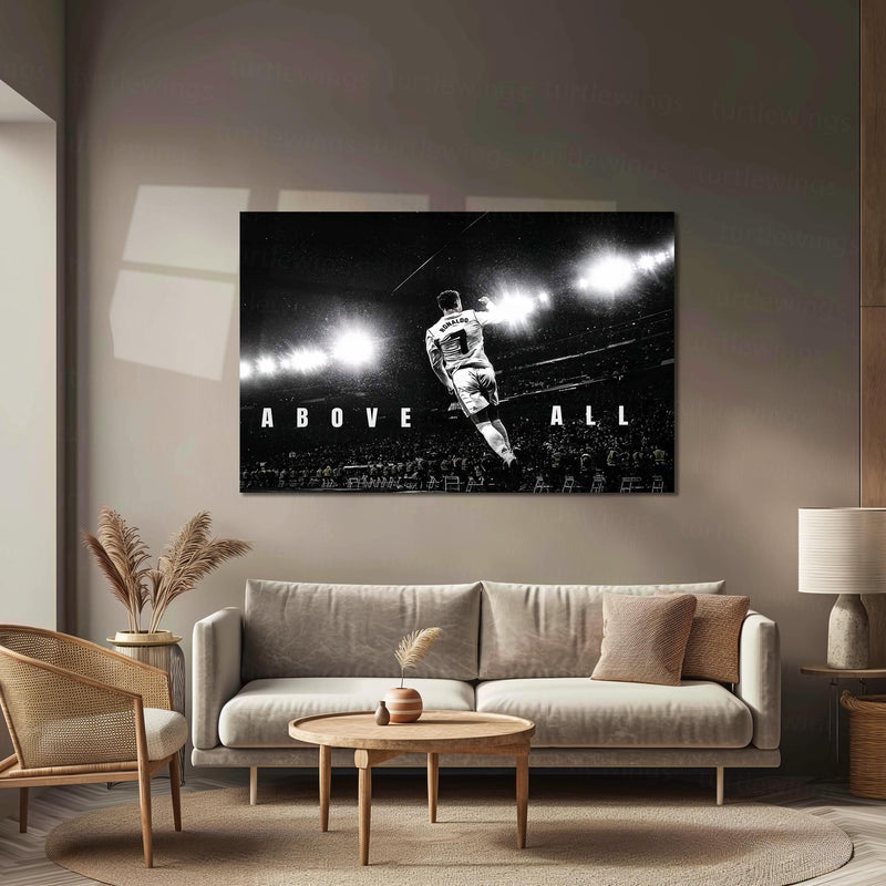 Cristiano Ronaldo – Above All Metal Poster CR7 Legacy Wall Art | Football Greatness Motivation Metal Frame