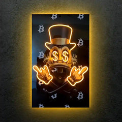 Crypto Rich Duck Neon LED Frame | Bitcoin Money Aesthetic Wall Art | Hustle & Wealth Decor - TURTLEWINGS 