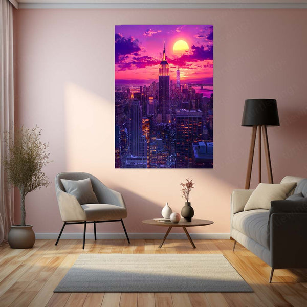 🏙️ Cityscape Metal Frame Poster | Urban Wall Art for Modern Homes & Offices 02 - TURTLEWINGS 