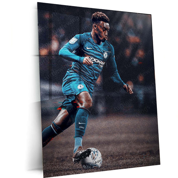 Callum Hudson-Odoi Chelsea Dribble Glitch – Metal Frame | Dynamic Glitch Art Football Poster - TURTLEWINGS 