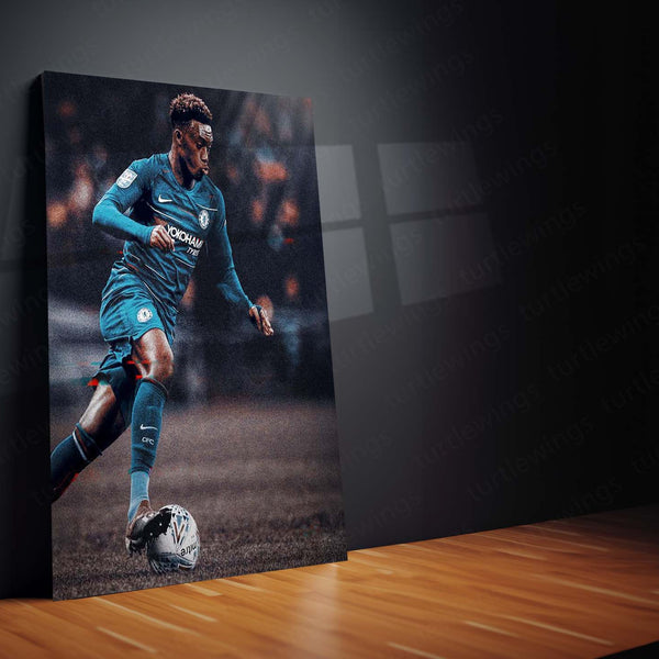 Callum Hudson-Odoi Chelsea Dribble Glitch – Metal Frame | Dynamic Glitch Art Football Poster - TURTLEWINGS 
