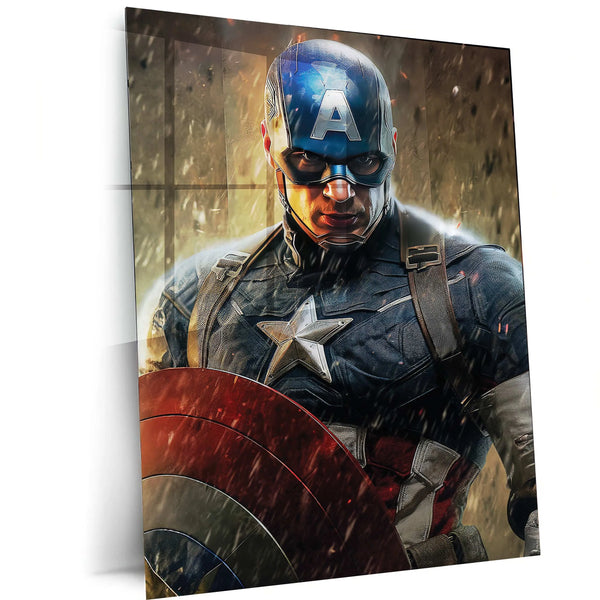 Captain America Metal Poster | Marvel Superhero Wall Art | Vibrant Comic-Inspired Decor - TURTLEWINGS 