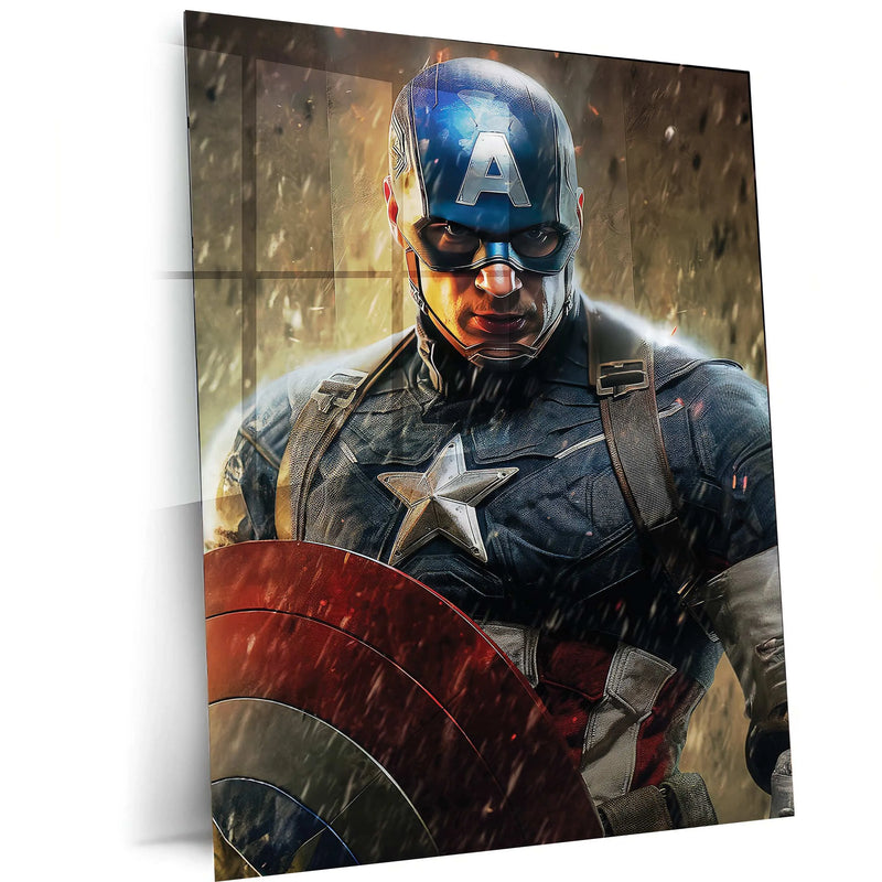 Captain America Metal Poster | Marvel Superhero Wall Art | Vibrant Comic-Inspired Decor - TURTLEWINGS 