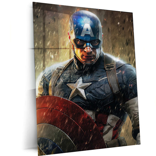 Captain America Metal Poster | Marvel Superhero Wall Art | Vibrant Comic-Inspired Decor - TURTLEWINGS 