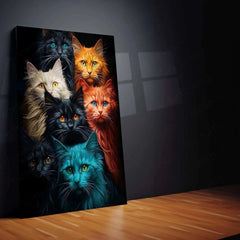 Cats Multicolour Metal Poster | Vibrant Feline Wall Art | Colorful Animal Decor - TURTLEWINGS 