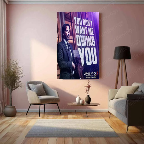 John Wick Metal Poster | Action Movie Wall Art | High-Quality Assassin Aesthetic Print - TURTLEWINGS 