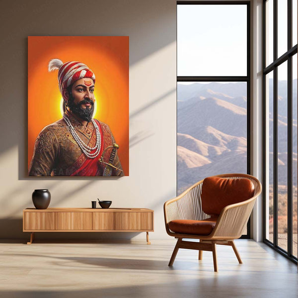 Chhatrapati Shivaji Maharaj Metal Frame | Warrior King Wall Art 01 - TURTLEWINGS 