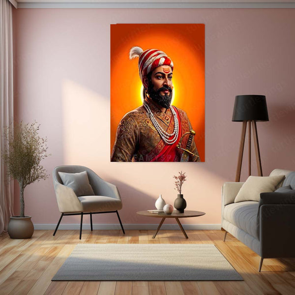 Chhatrapati Shivaji Maharaj Metal Frame | Warrior King Wall Art 01 - TURTLEWINGS 