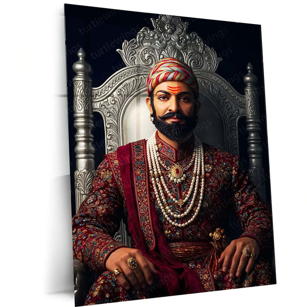 Chhatrapati Shivaji Maharaj Metal Frame | Warrior King Wall Art 02 - TURTLEWINGS 