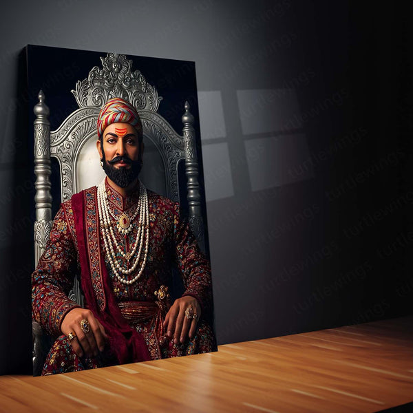 Chhatrapati Shivaji Maharaj Metal Frame | Warrior King Wall Art 02 - TURTLEWINGS 