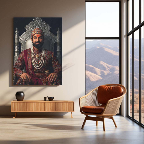 Chhatrapati Shivaji Maharaj Metal Frame | Warrior King Wall Art 02 - TURTLEWINGS 