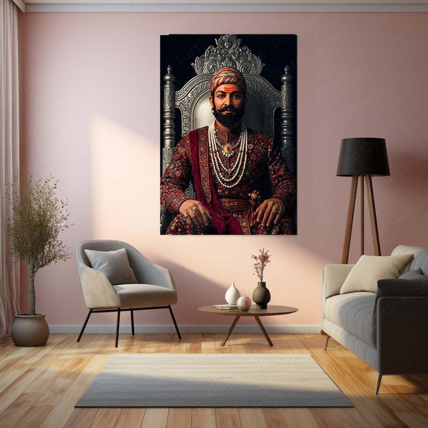 Chhatrapati Shivaji Maharaj Metal Frame | Warrior King Wall Art 02 - TURTLEWINGS 