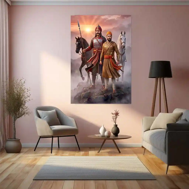 Chhatrapati Shivaji Maharaj & Maharana Pratap Metal Frame | ndian Valor & Rajput–Maratha Pride Wall Art - TURTLEWINGS 