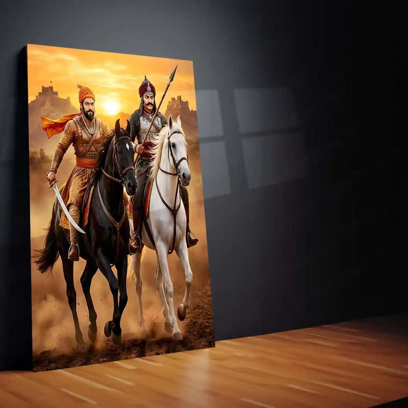Chhatrapati Shivaji Maharaj & Maharana Pratap Metal Frame | ndian Valor & Rajput–Maratha Pride Wall Art 01 - TURTLEWINGS 