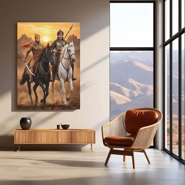 Chhatrapati Shivaji Maharaj & Maharana Pratap Metal Frame | ndian Valor & Rajput–Maratha Pride Wall Art 01 - TURTLEWINGS 