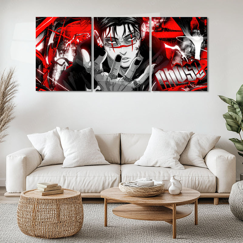 Anime Metal Poster Set of 3 | Choso Red Aesthetic Jujutsu Kaisen Triptych Wall Art