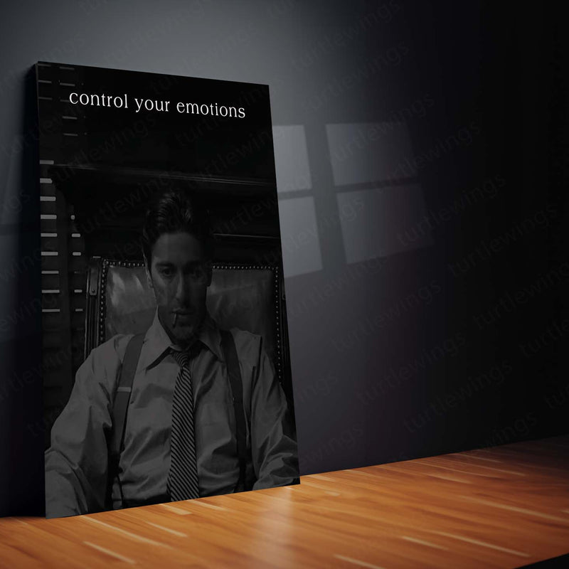 Quote Metal Poster | Control Your Emotions Motivational Metal Poster | Black & White Self-Mastery Wall Art | Premium Metal