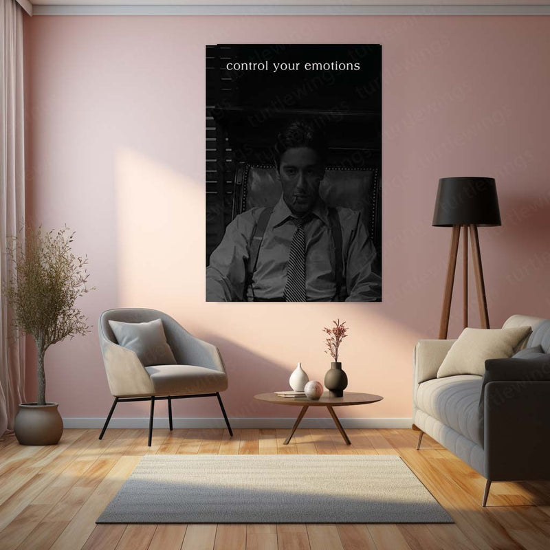 Quote Metal Poster | Control Your Emotions Motivational Metal Poster | Black & White Self-Mastery Wall Art | Premium Metal