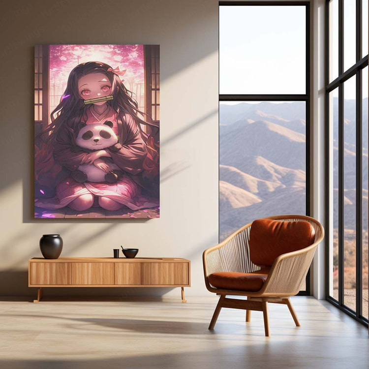 Anime Metal Poster | Nezuko Kamado Metal Poster | Demon Slayer Wall Art | Anime Girl Aesthetic Decor