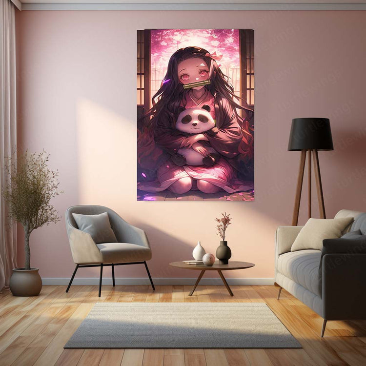 Anime Metal Poster | Nezuko Kamado Metal Poster | Demon Slayer Wall Art | Anime Girl Aesthetic Decor