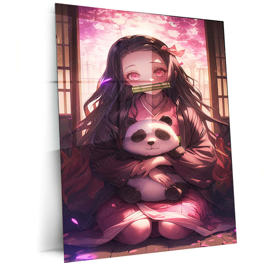 Anime Metal Poster | Nezuko Kamado Metal Poster | Demon Slayer Wall Art | Anime Girl Aesthetic Decor