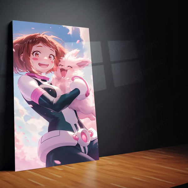Anime Metal Poster | Ochaco Uraraka Metal Poster | My Hero Academia Wall Art | Zero Gravity Aesthetic Decor - TURTLEWINGS 