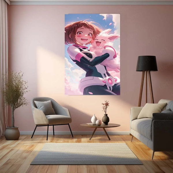 Anime Metal Poster | Ochaco Uraraka Metal Poster | My Hero Academia Wall Art | Zero Gravity Aesthetic Decor - TURTLEWINGS 
