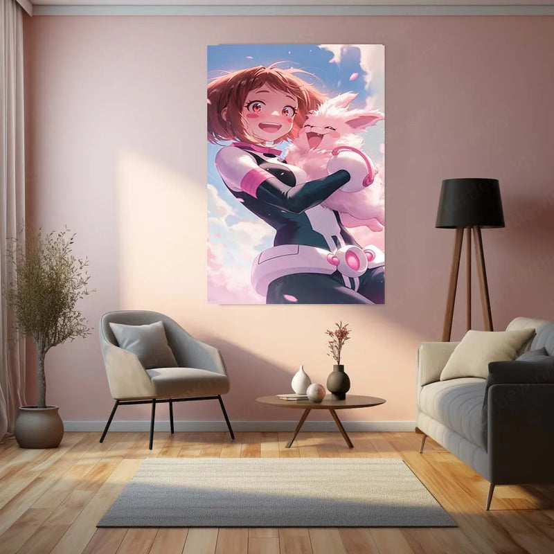 Anime Metal Poster | Ochaco Uraraka Metal Poster | My Hero Academia Wall Art | Zero Gravity Aesthetic Decor - TURTLEWINGS 