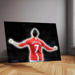 Cristiano Ronaldo Neon LED Metal Frame | CR7 Iconic Celebration Poster | Football Legend Wall Art - TURTLEWINGS 
