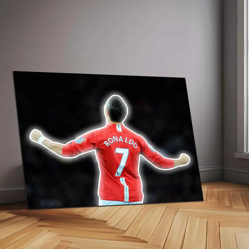 Cristiano Ronaldo Neon LED Metal Frame | CR7 Iconic Celebration Poster | Football Legend Wall Art - TURTLEWINGS 