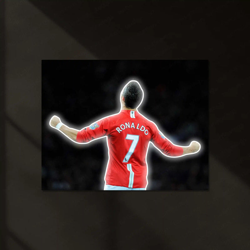 Cristiano Ronaldo Neon LED Metal Frame | CR7 Iconic Celebration Poster | Football Legend Wall Art - TURTLEWINGS 