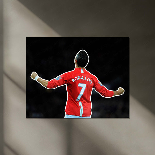 Cristiano Ronaldo Neon LED Metal Frame | CR7 Iconic Celebration Poster | Football Legend Wall Art