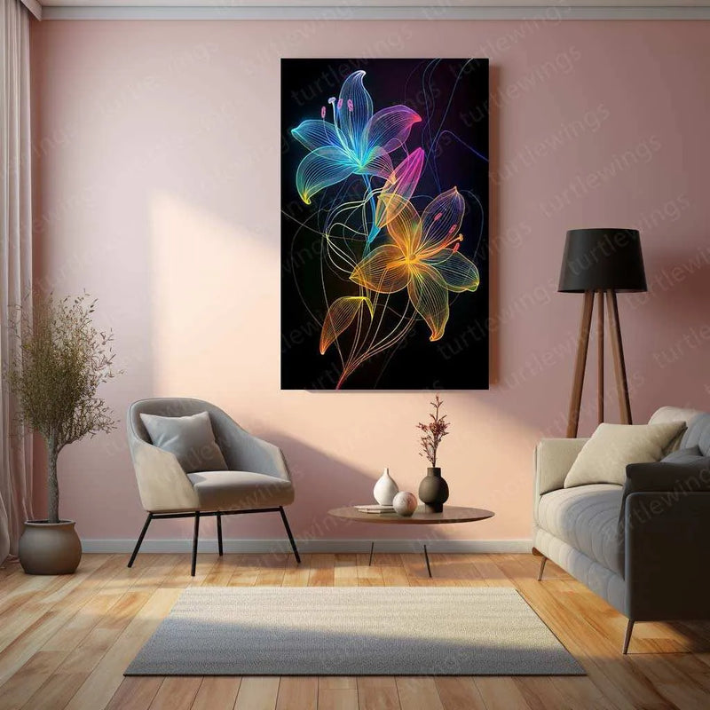 Minimalist Lily Line Art – Elegant Metal Poster - TURTLEWINGS 