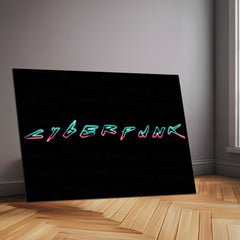 Cyberpunk Neon Typography – Metal Frame | Futuristic Glowing Text Wall Art | Bold Urban Sci-Fi Decor - TURTLEWINGS 